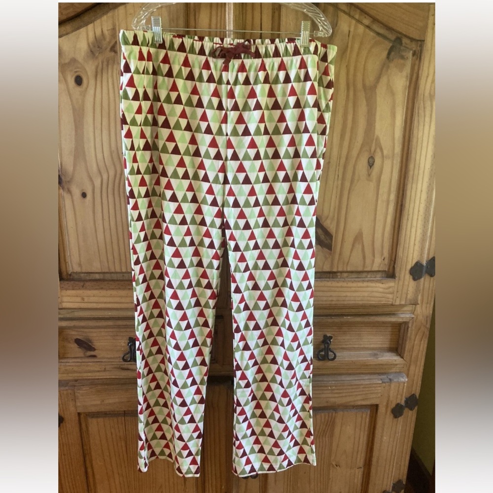 Men Nap Chat off white green red Christmas trees pajama lounge pants - size XL